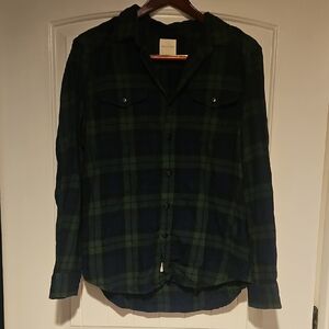 American Eagle Outfitters Blue and Green Plaid Shirt